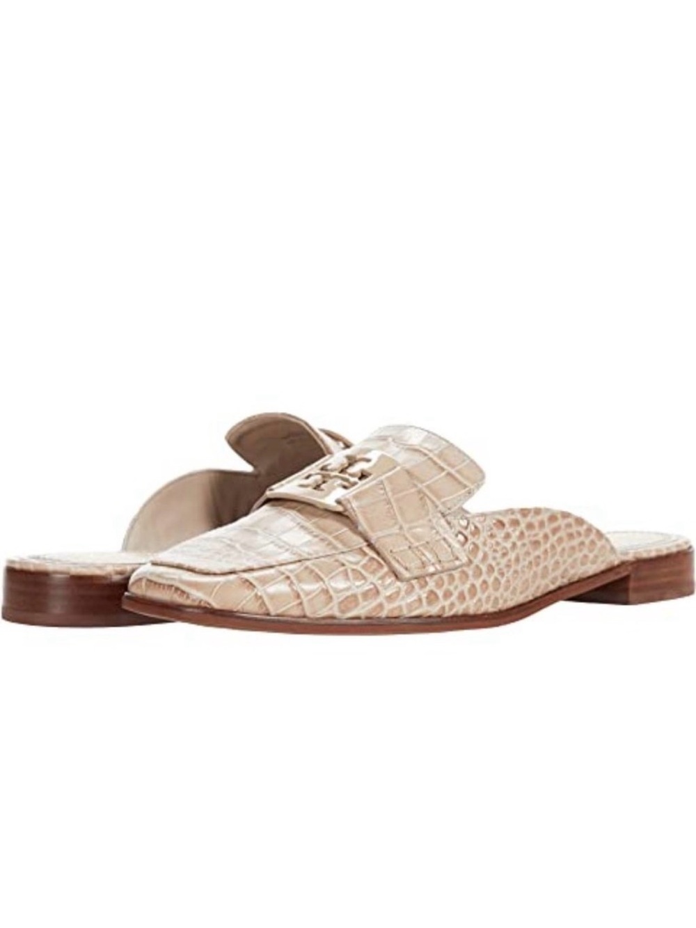 Tory Burch Georgia Loafer Mule Taupe Soft Croco Embossed Sz 7 $278